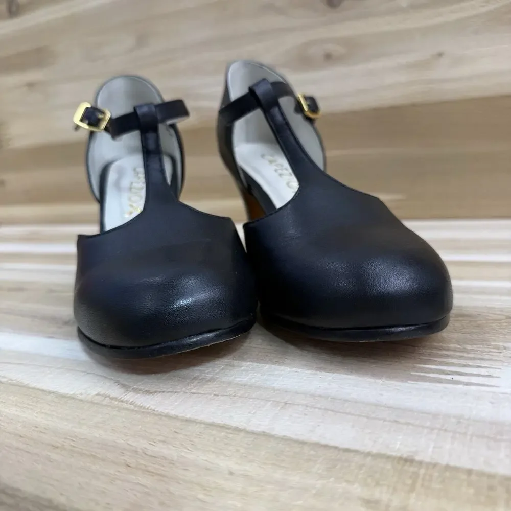 Capezio Closed Toe T-Strap Chorus Black Dance Character Shoes Women's Size 7W - Picture 8 of 13